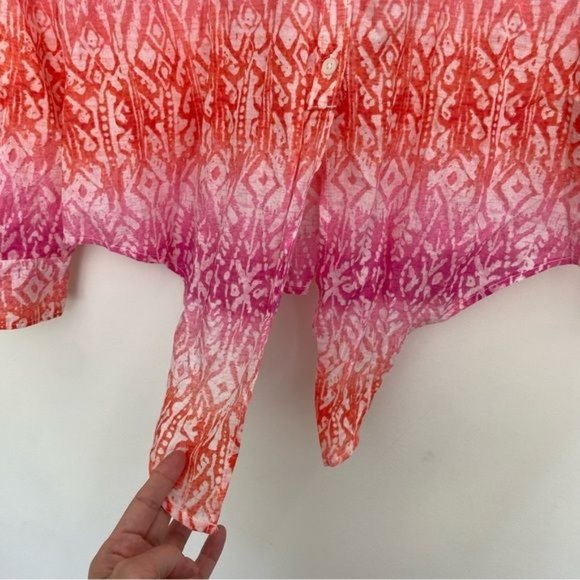 LAUREN RALPH LAUREN Colorful Batik print Tie front Button up Shirt S-M LIKE NEW - Picture 7 of 12